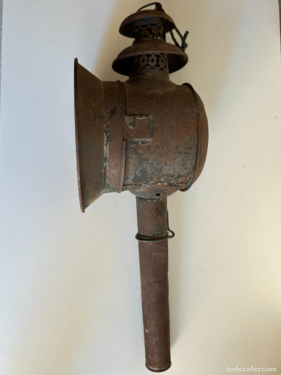 Antig&uuml;edades: Antiguo farol de carruaje completo - Foto 2