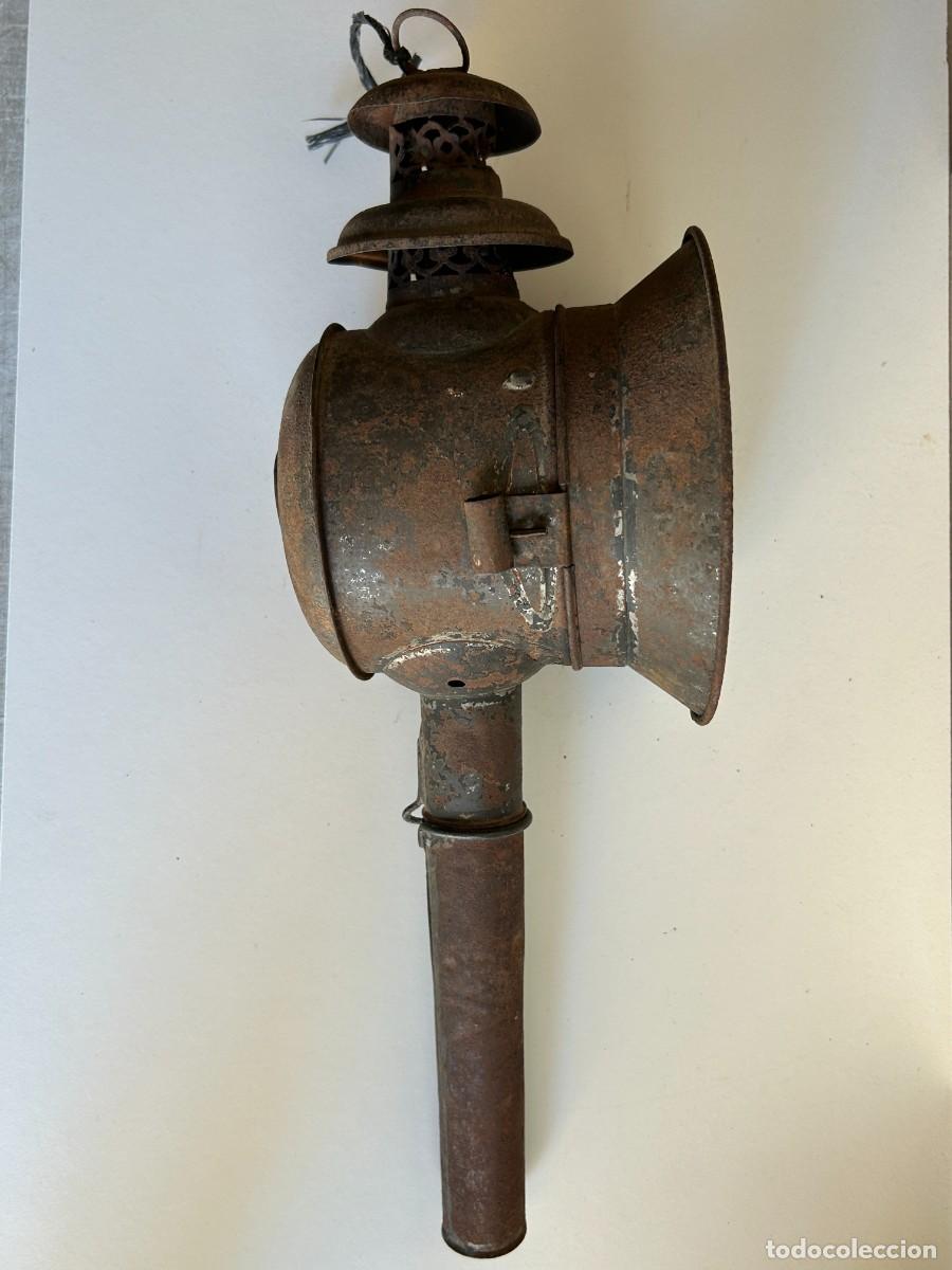 Antig&uuml;edades: Antiguo farol de carruaje completo - Foto 3