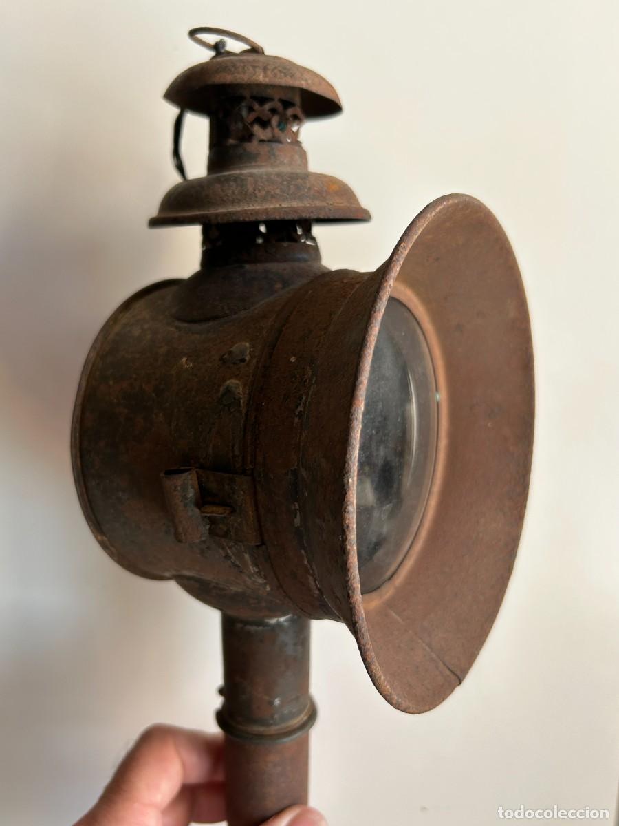 Antig&uuml;edades: Antiguo farol de carruaje completo - Foto 6