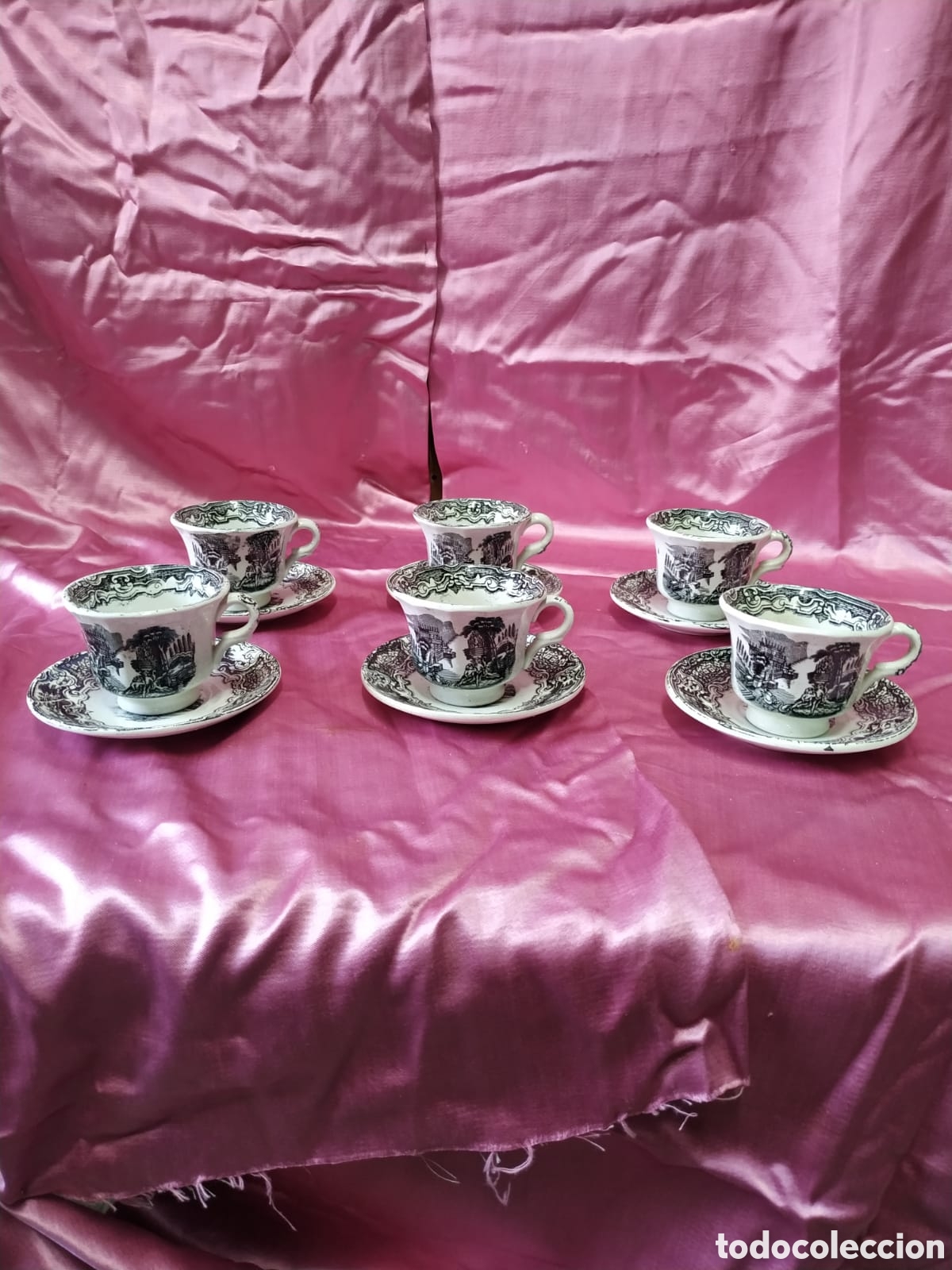 Antig&uuml;edades: Juego de caf&eacute; la Cartuja de Sevilla. Principios siglo XX