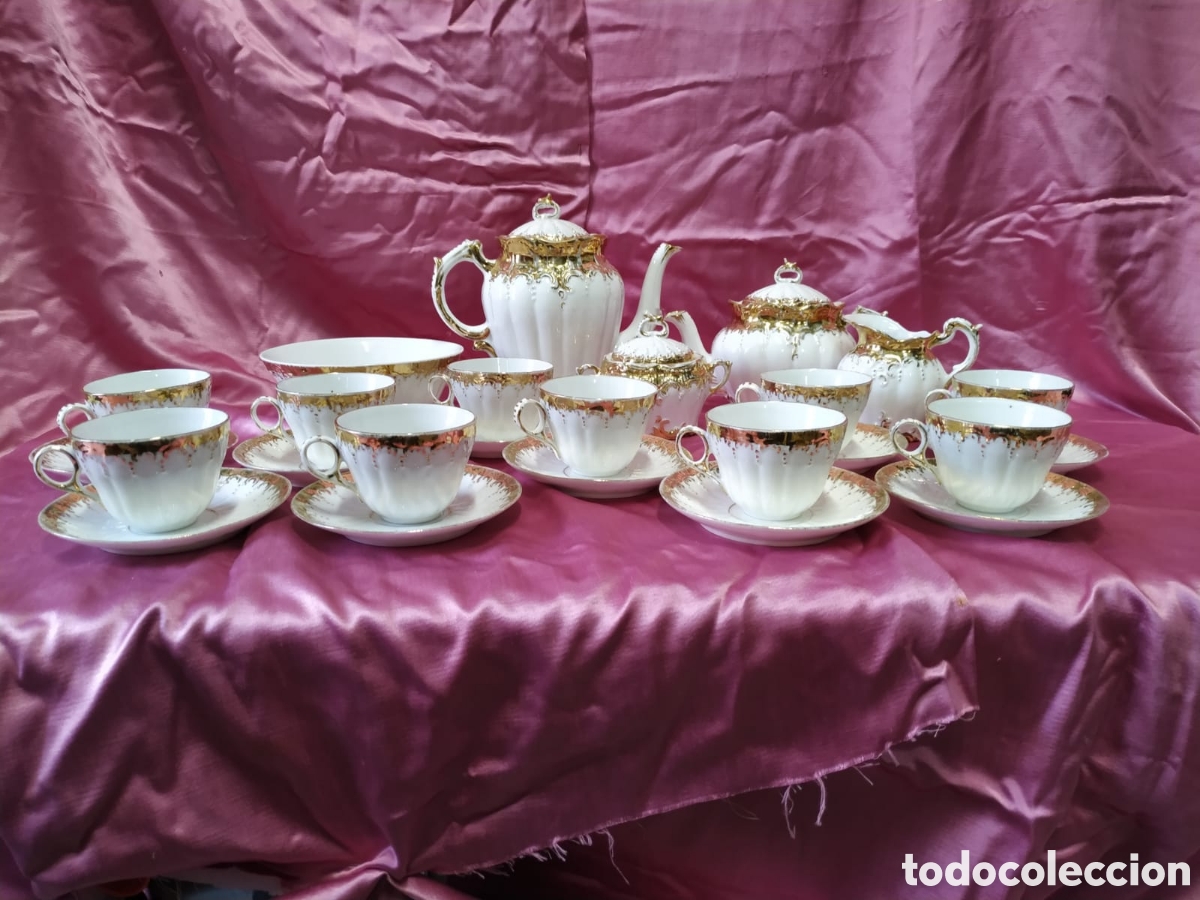 Antiques: Juego de caf&eacute; estilo Limoges hacia 1950