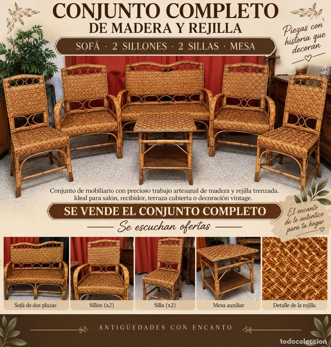 Antig&uuml;edades: Conjunto completo de madera y rejilla