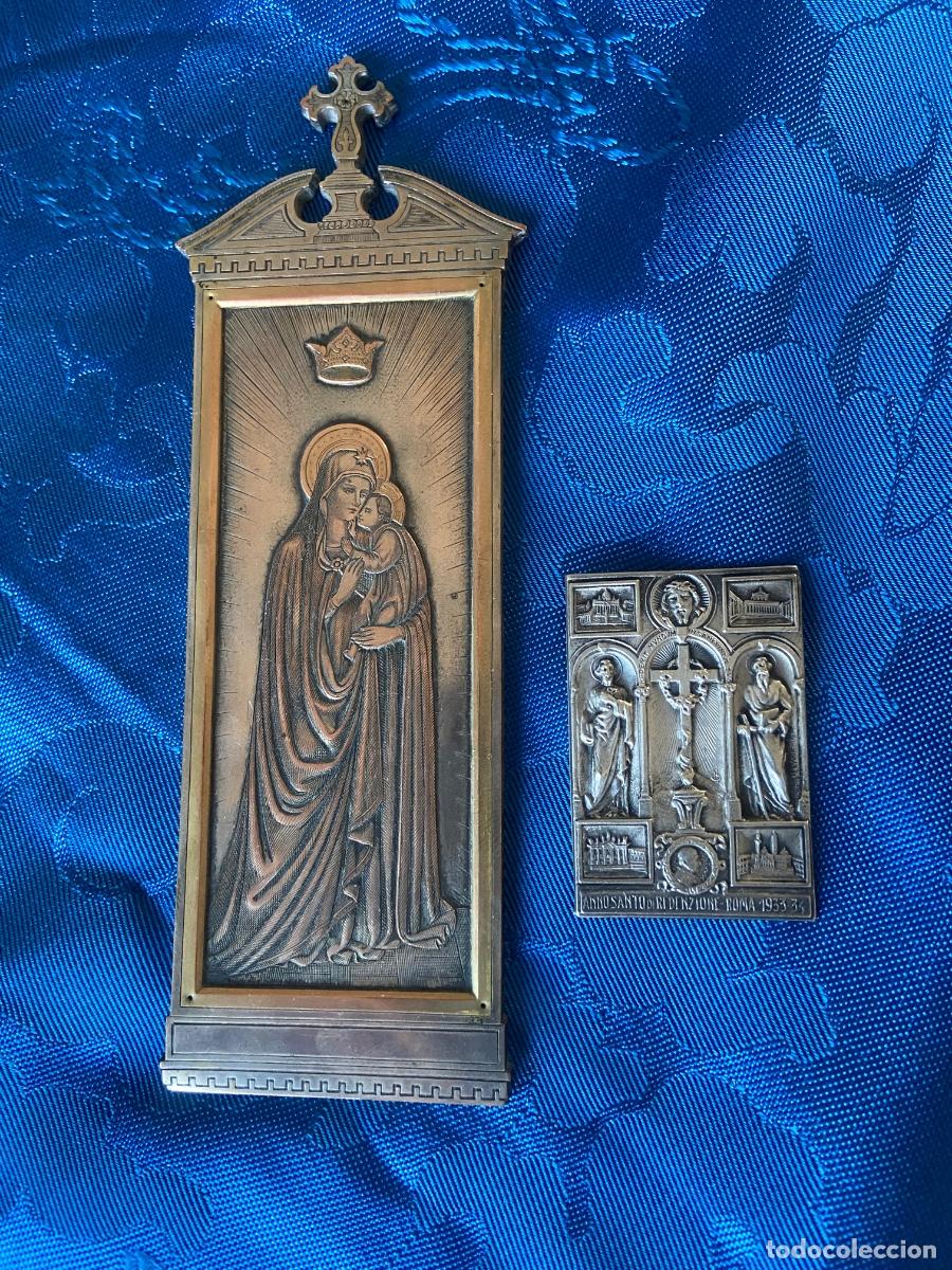 Antig&uuml;edades: 2 PLACAS METALICAS RELIGIOSAS