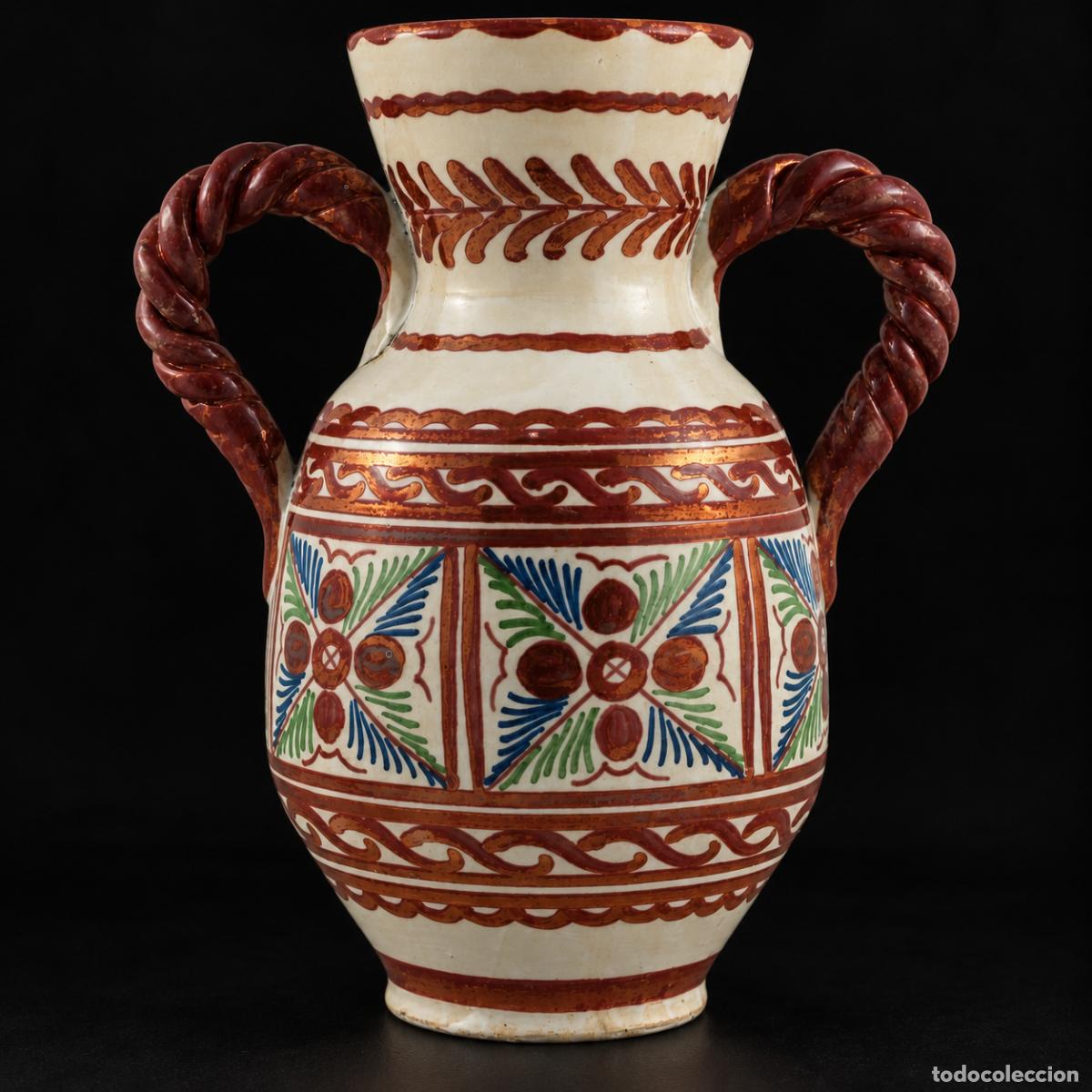 Antiguidades: Jarron de Ceramica de Reflejos PABLO SANGUINO Puente del Arzobispo. A&ntilde;os 80