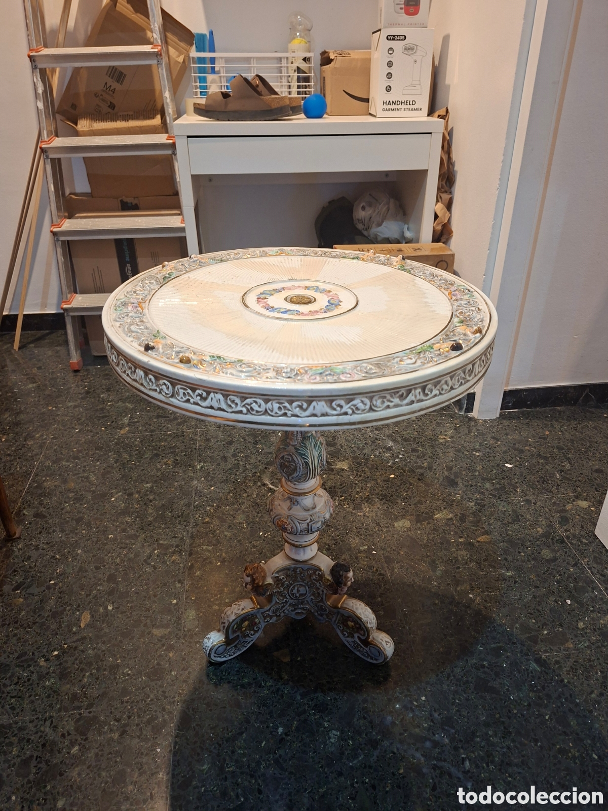 Antig&uuml;edades: Mesa capodimonte Mesita Auxiliar Porcelana Capodimonte Original Italia Modelo 3751