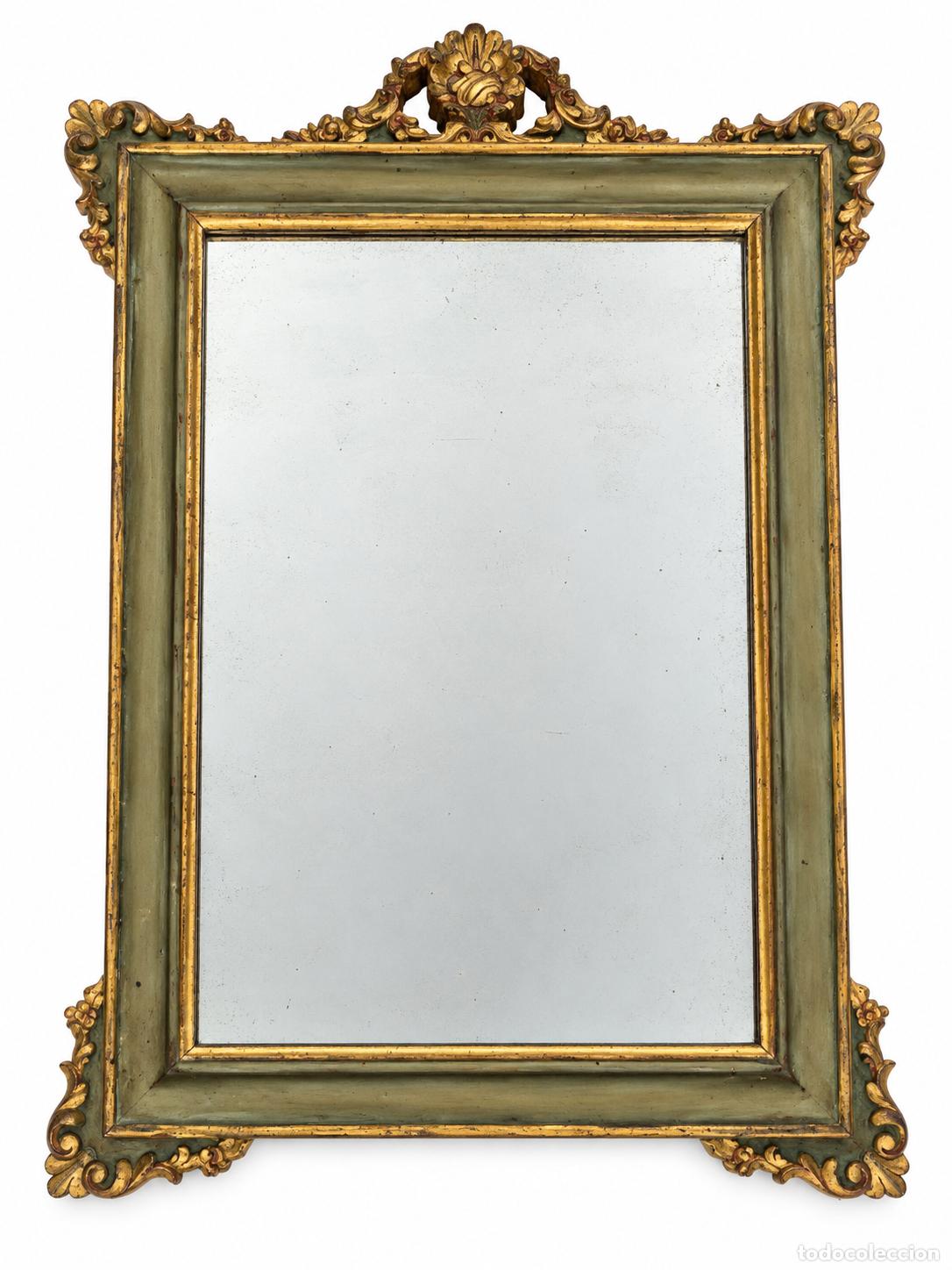 Antig&uuml;edades: Decorativo Espejo, Estilo Neoclasico Luis XVI - Talla de Madera Policromada
