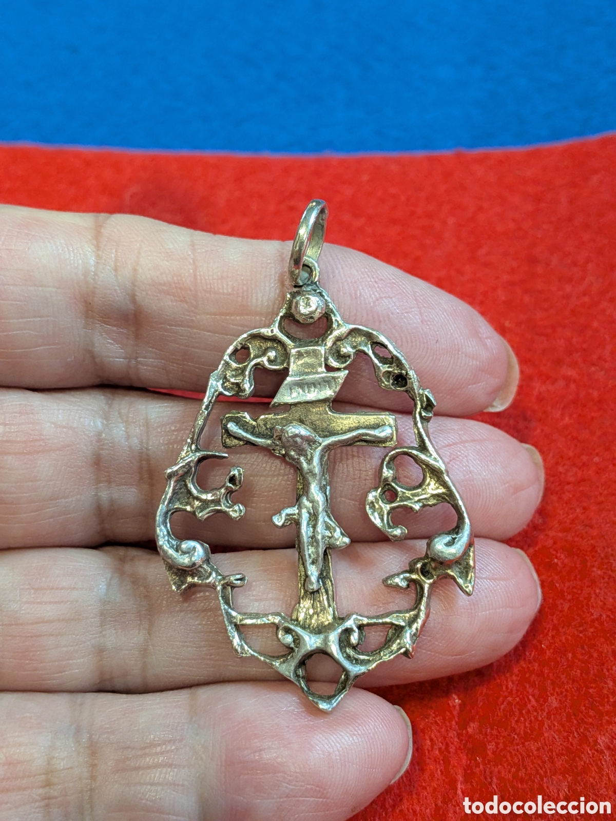 Antig&uuml;edades: Medalla de cristo en plata antiguo. REF-3566.ca4 - Foto 3