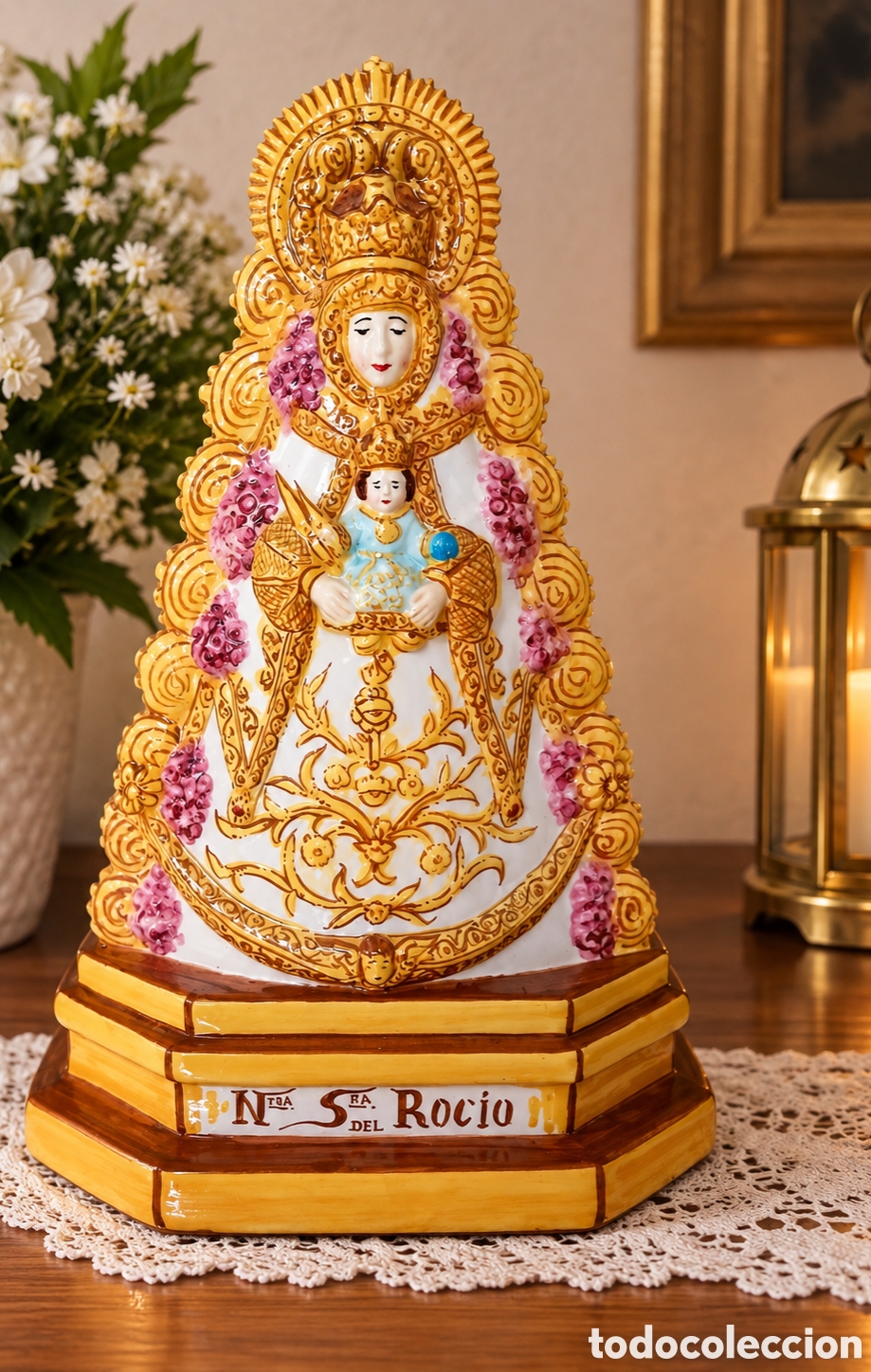Antig&uuml;edades: VIRGEN DEL ROCIO DE CERAMICA