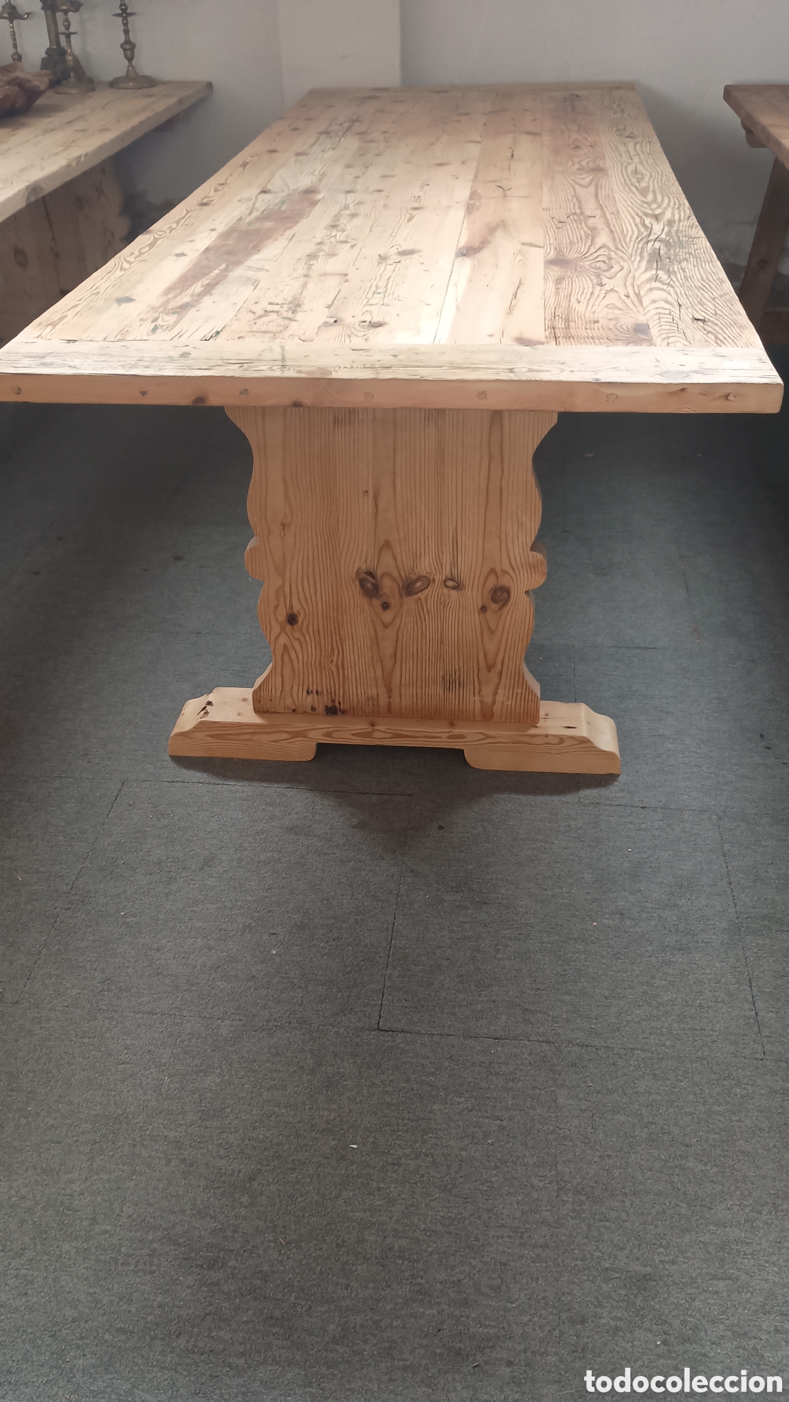 Antig&uuml;edades: Gran Mesa de Comedor R&uacute;stica de Madera Reciclada - 275 x 102 x 77 cm