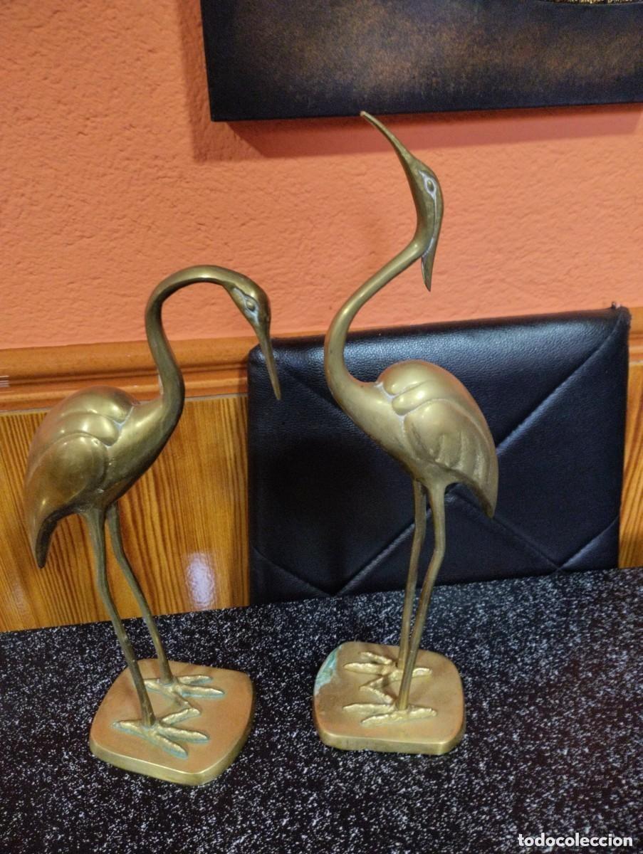 Antig&uuml;edades: dos figuras Garzas de Bronce