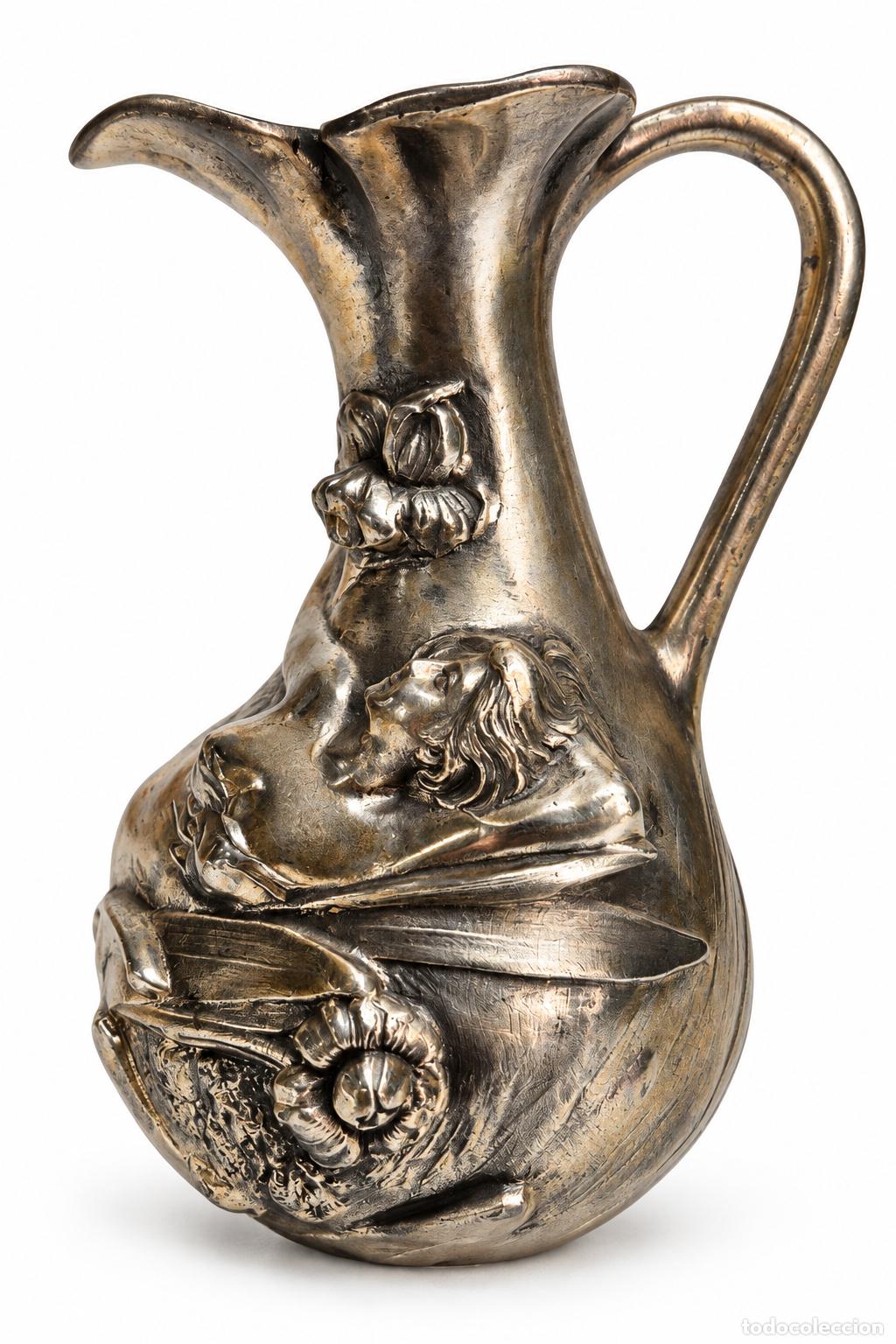 Antig&uuml;edades: Jarr&oacute;n, Jarra de Esta&ntilde;o, Estilo Art Nouveau - Escultor Jean Garnier (1853-1910), Francia - S.XIX
