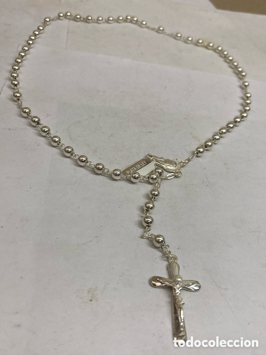 Antig&uuml;edades: Rosario de plata religiosa CC503