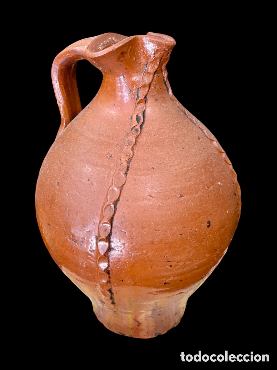 Antig&uuml;edades: Preciosa vinagrera. Aragonesa. Pa Arag&oacute;n. Barro esmaltado.