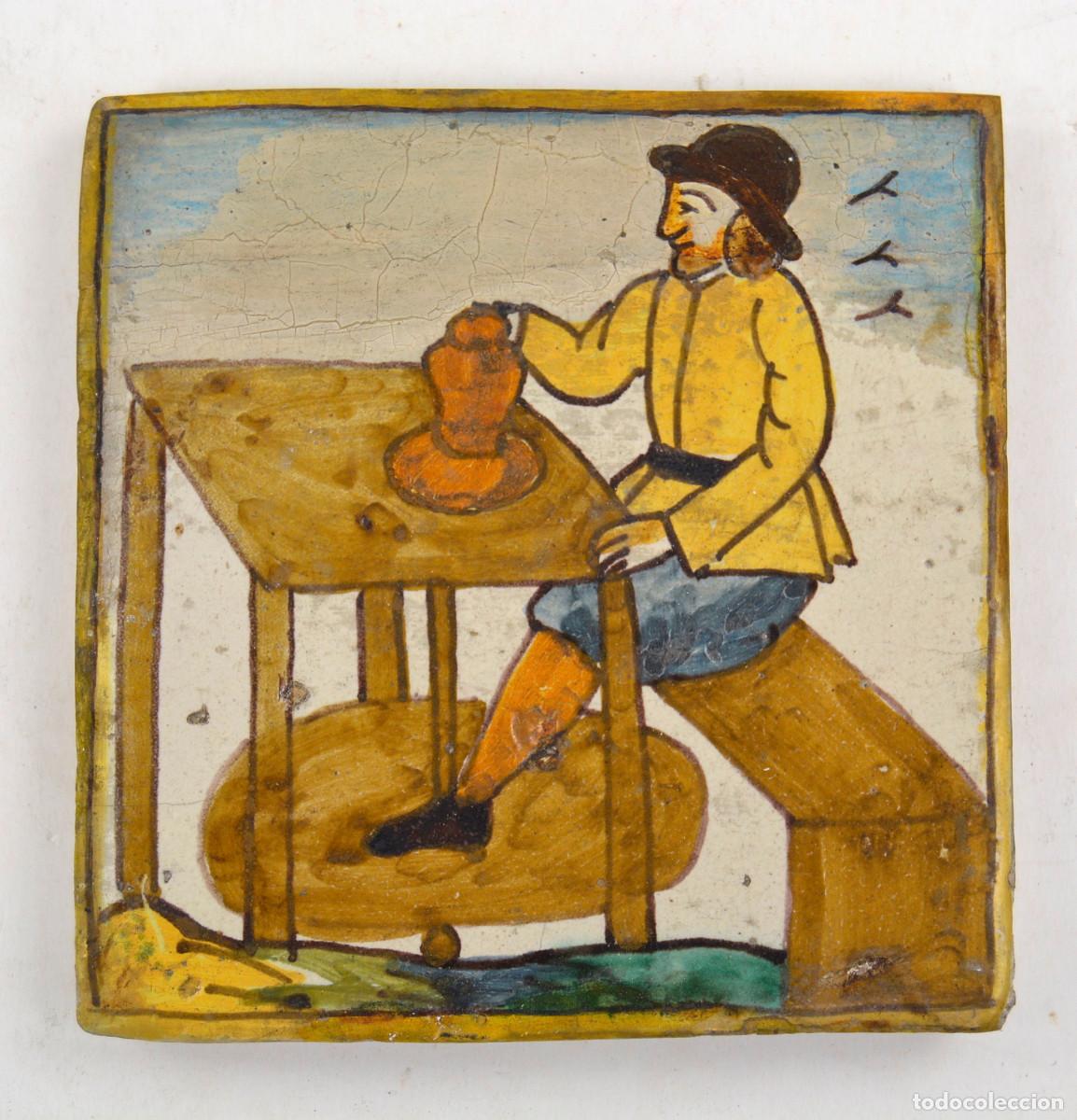 Antiguidades: AZULEJO CATAL&Aacute;N DE OFICIOS. s.XVIII-XIX.