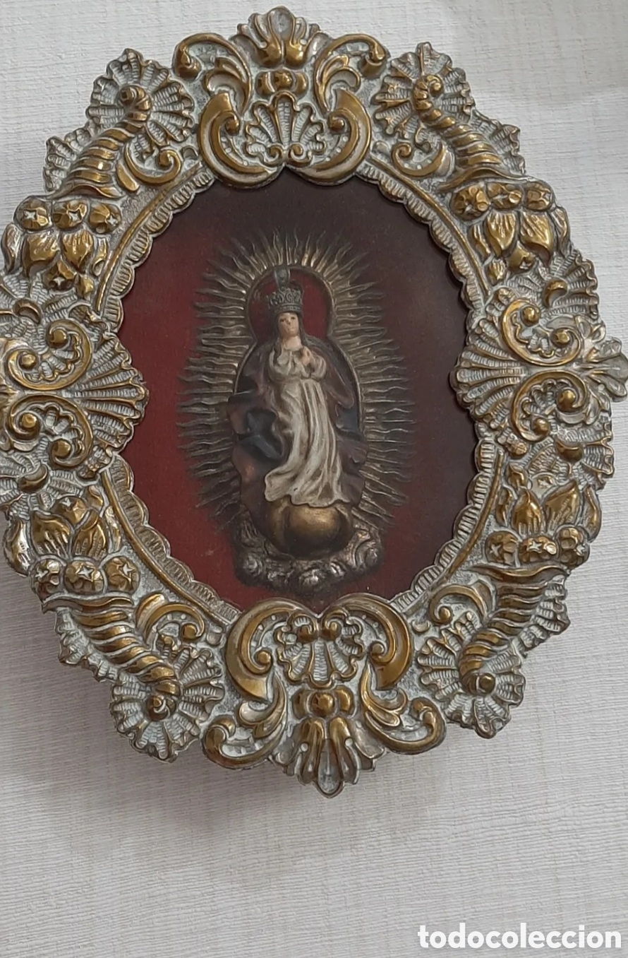 Antig&uuml;edades: antiguo relicario pared virgen inmaculada