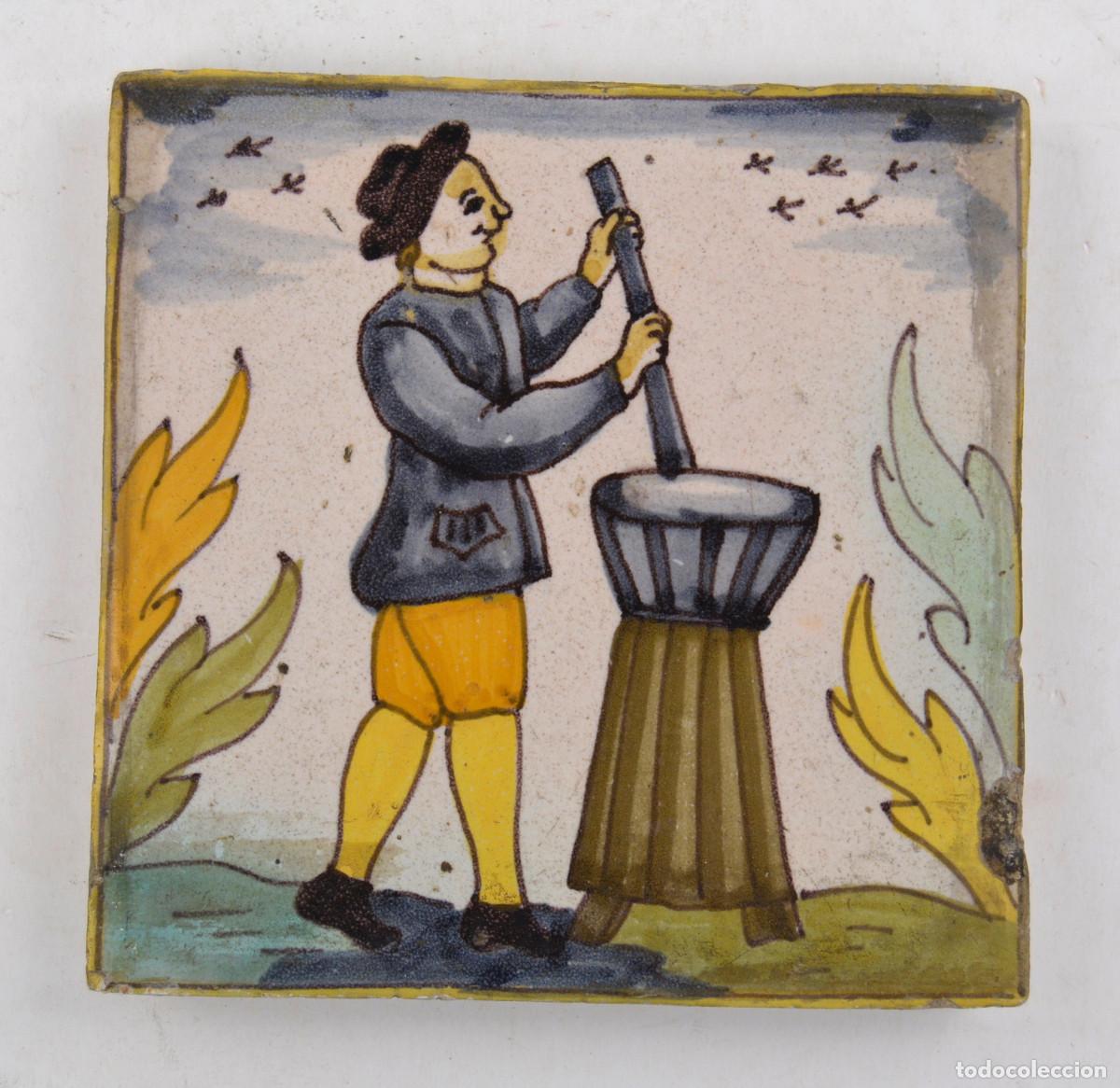 Oggetti Antichi: AZULEJO CATAL&Aacute;N DE OFICIOS, DROGUERO. s. XVIII
