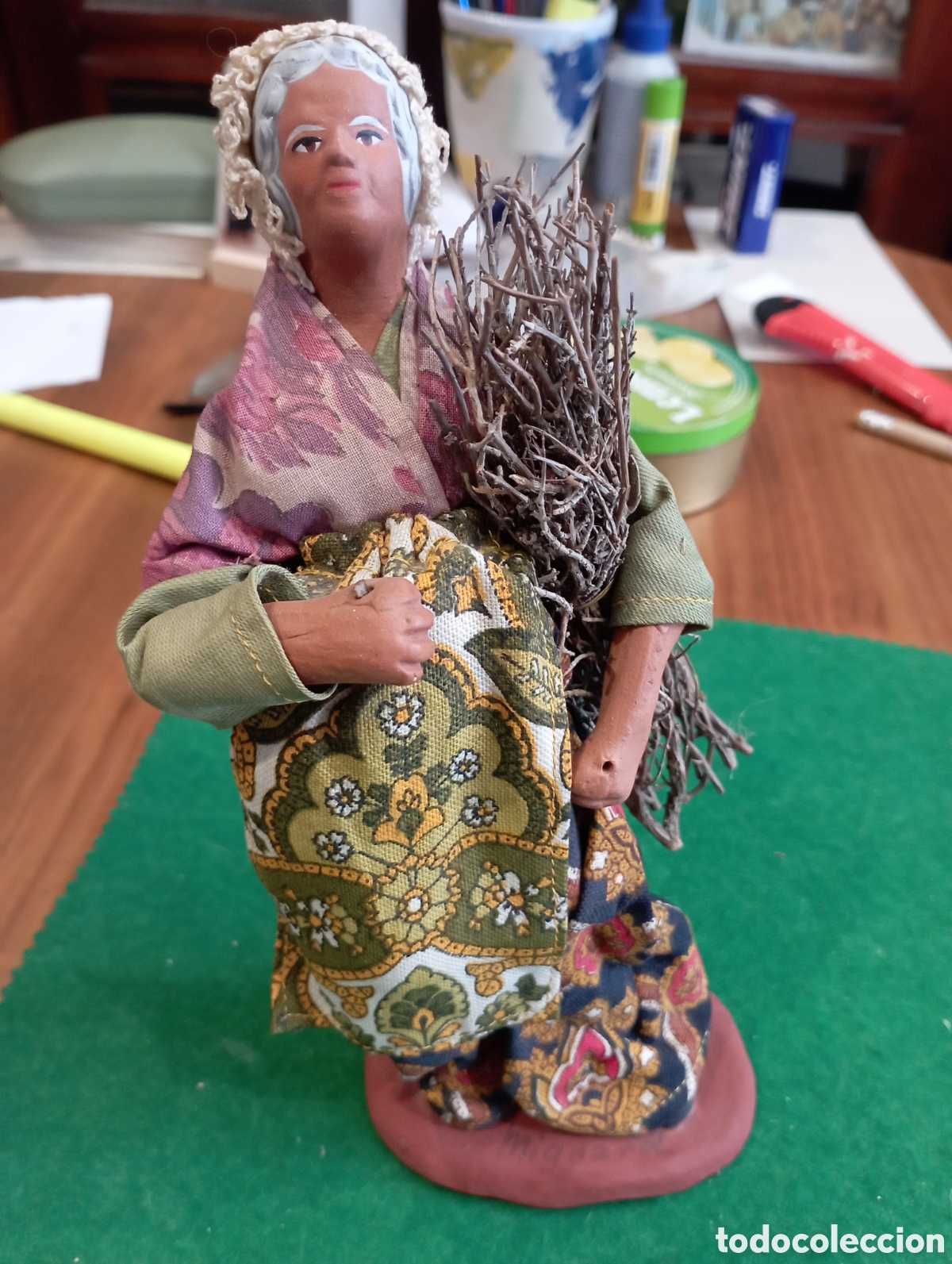 Antig&uuml;edades: Figura de terracota arcilla Sant&oacute;n de Provenza. Nacimiento Bel&eacute;n Gran tama&ntilde;o
