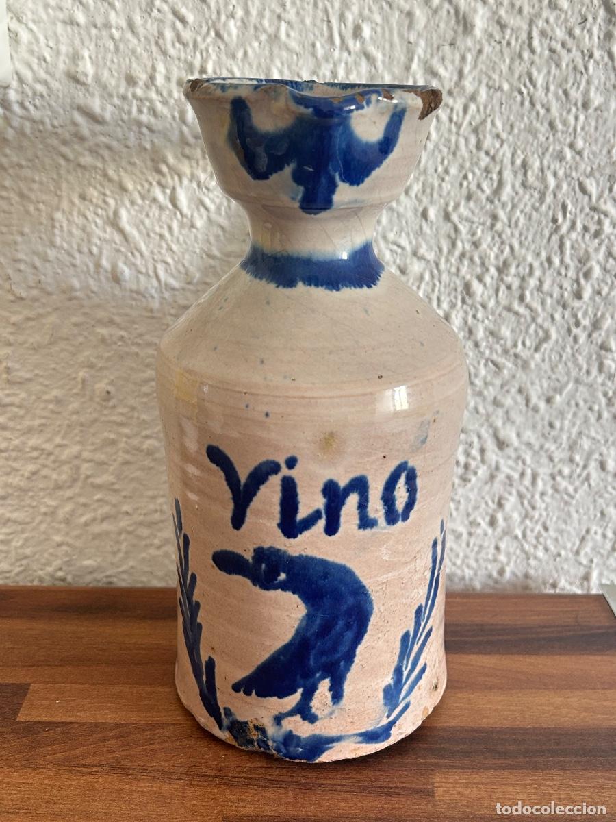 Antig&uuml;edades: FAJALAUZA CER&Aacute;MICA GRANADINA ANTIGUA JARRA PARA VINO, SIGLO XIX