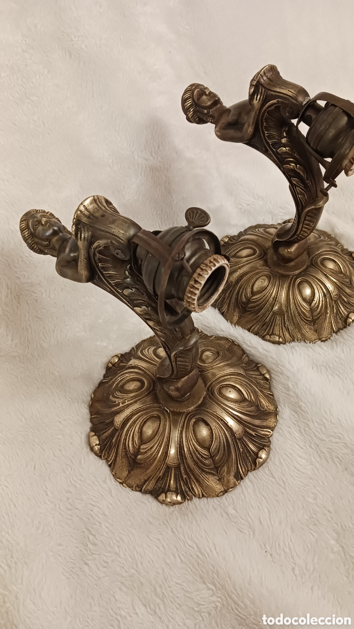 Antig&uuml;edades: DOS APLIQUES DE PARED, ESTILO MODERNISTA, EN BRONCE - Foto 8