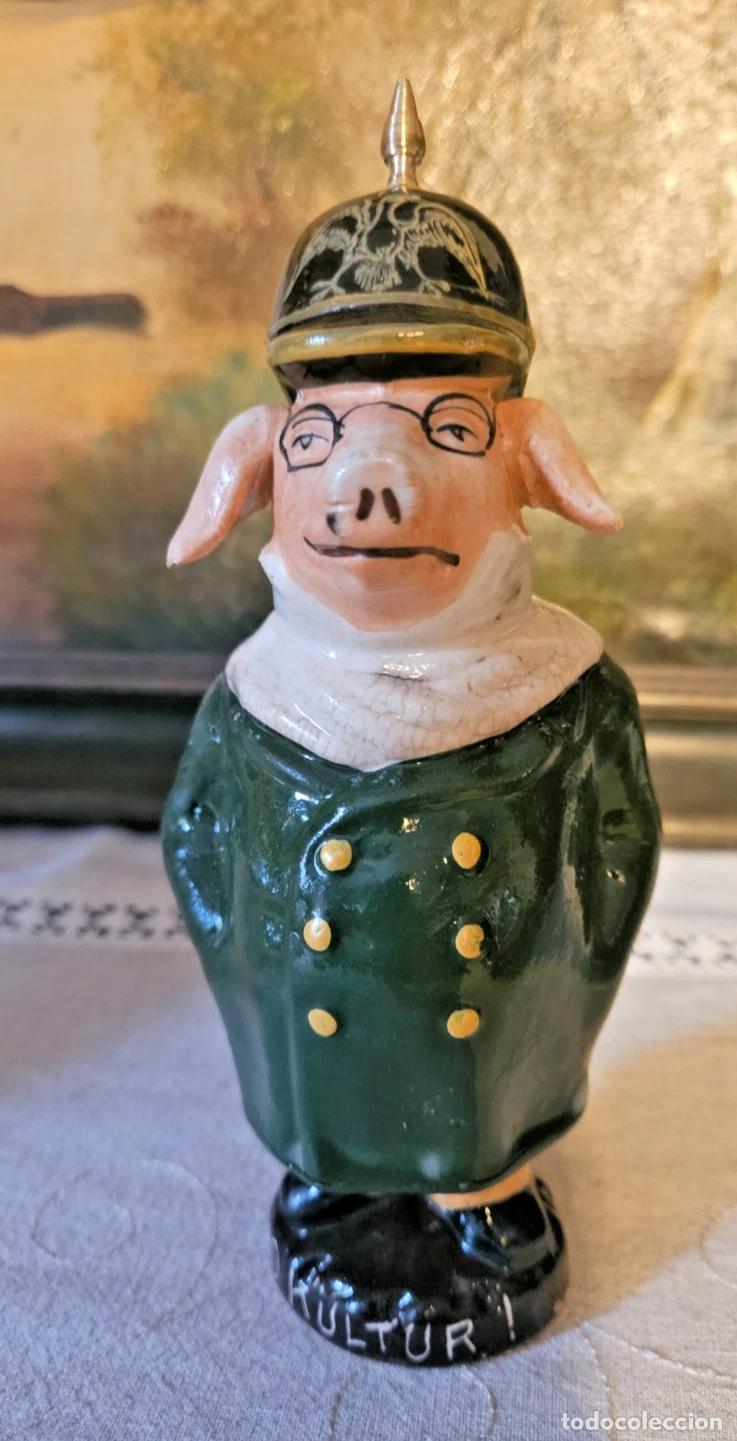 Antig&uuml;edades: COLLECTOR TIRELIRE A CASSER SATIRIQUE COCHON CASQUE ALLEMAND 14-18 O KULTUR !
