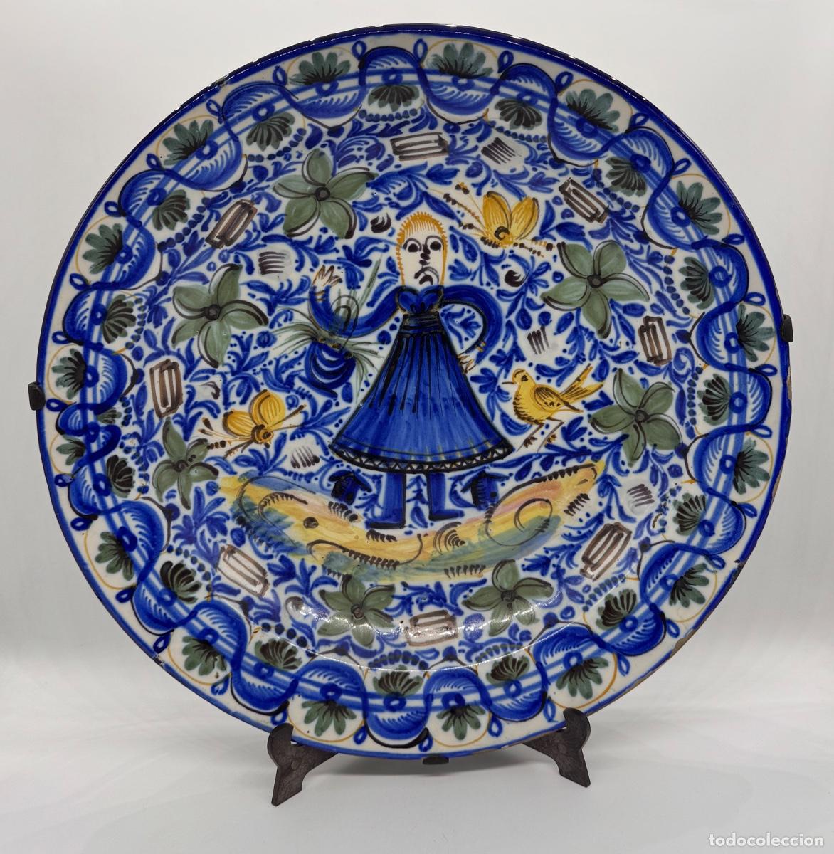 Antiques: EXCLUSIVO PLATO ANTIGUO DE CER&Aacute;MICA RIBESALBES O MANISES - 35,7 cm. DI&Aacute;METRO