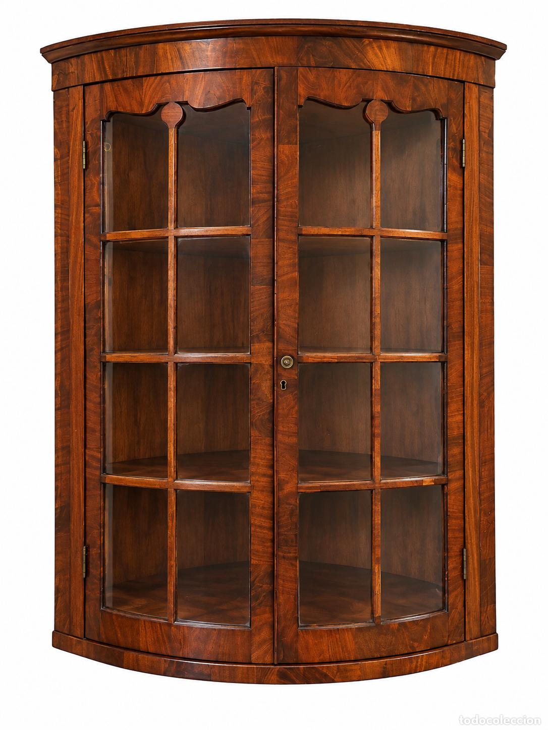 Antig&uuml;edades: Decorativa Vitrina Rinconera, Esquinera Victoriana -Puertas en forma Curva - S.XIX - Madera de Caoba
