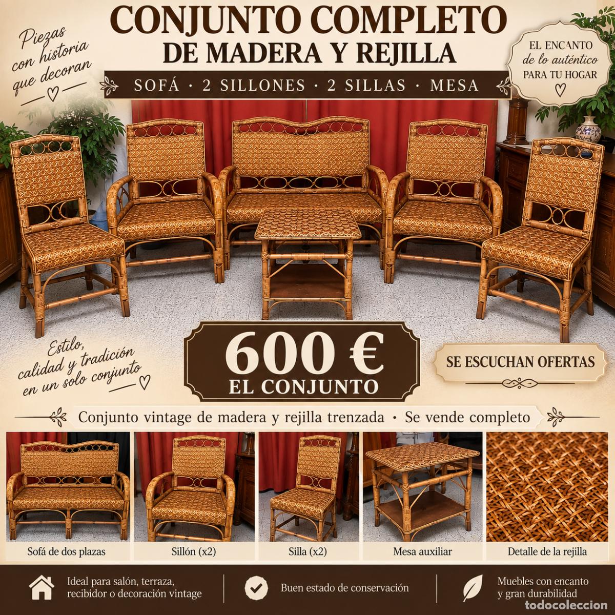 Antig&uuml;edades: Conjunto completa de madera y rejilla