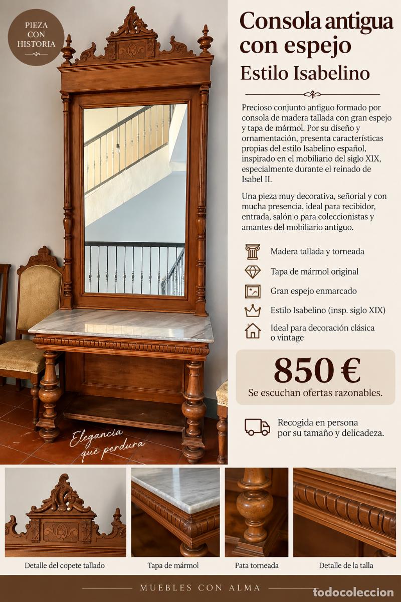Antig&uuml;edades: Consola antigua estilo isabelino