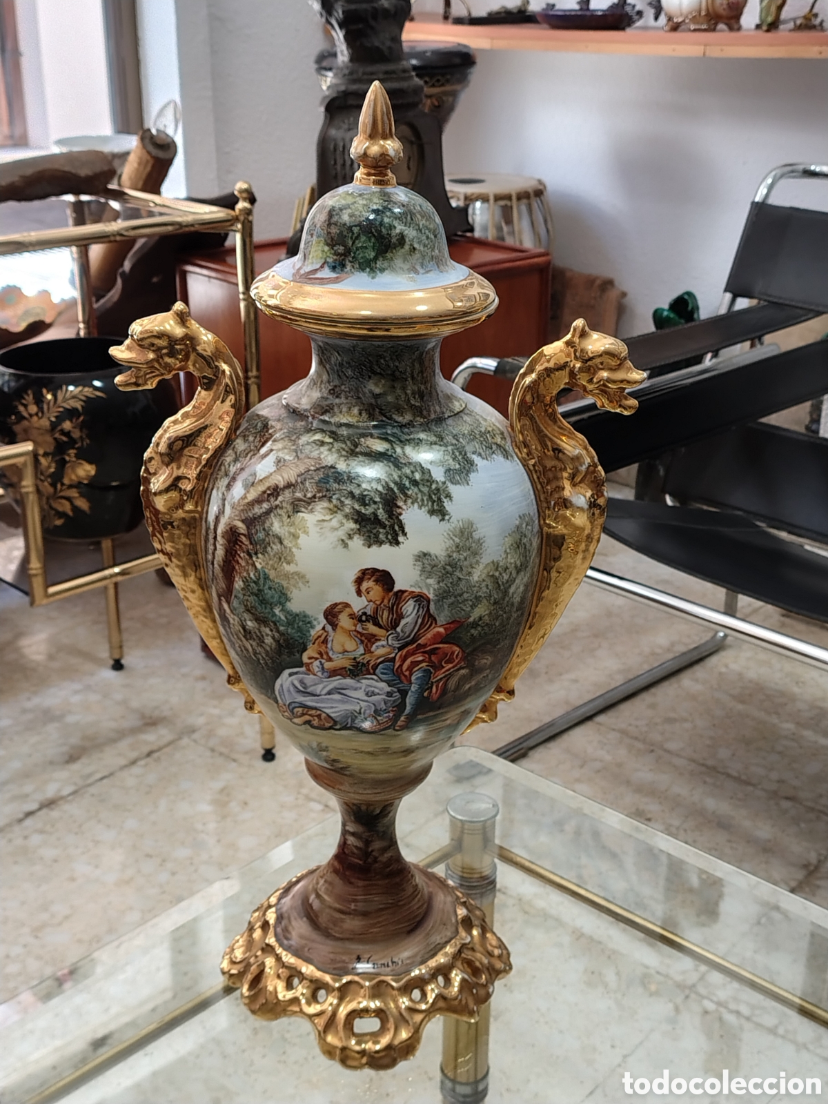 Antig&uuml;edades: ESPECTACULAR JARRON CLASICO DE CERAMICA - 52CM /EXCELENTE ESTADO DE CONSERVACI&Oacute;N.