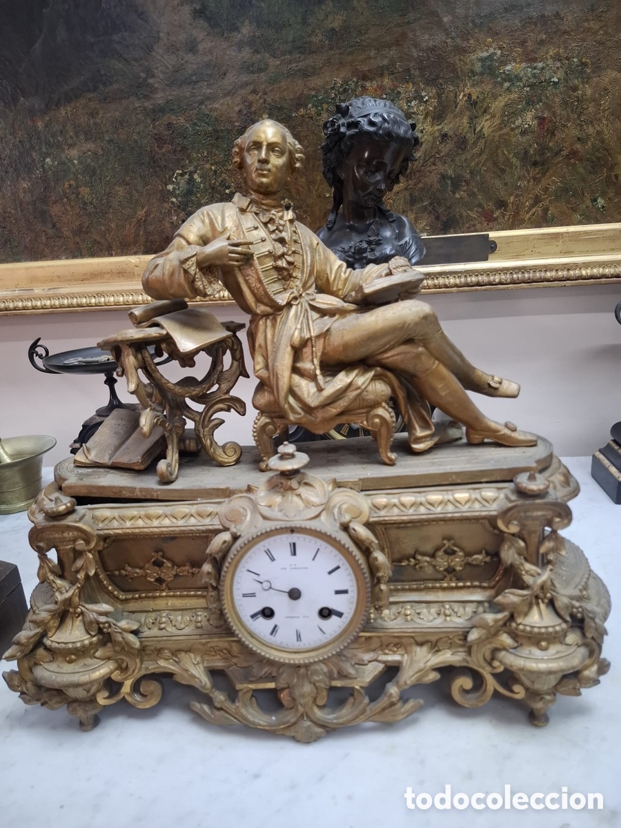 Antig&uuml;edades: Reloj en calamina dorada - Foto 3