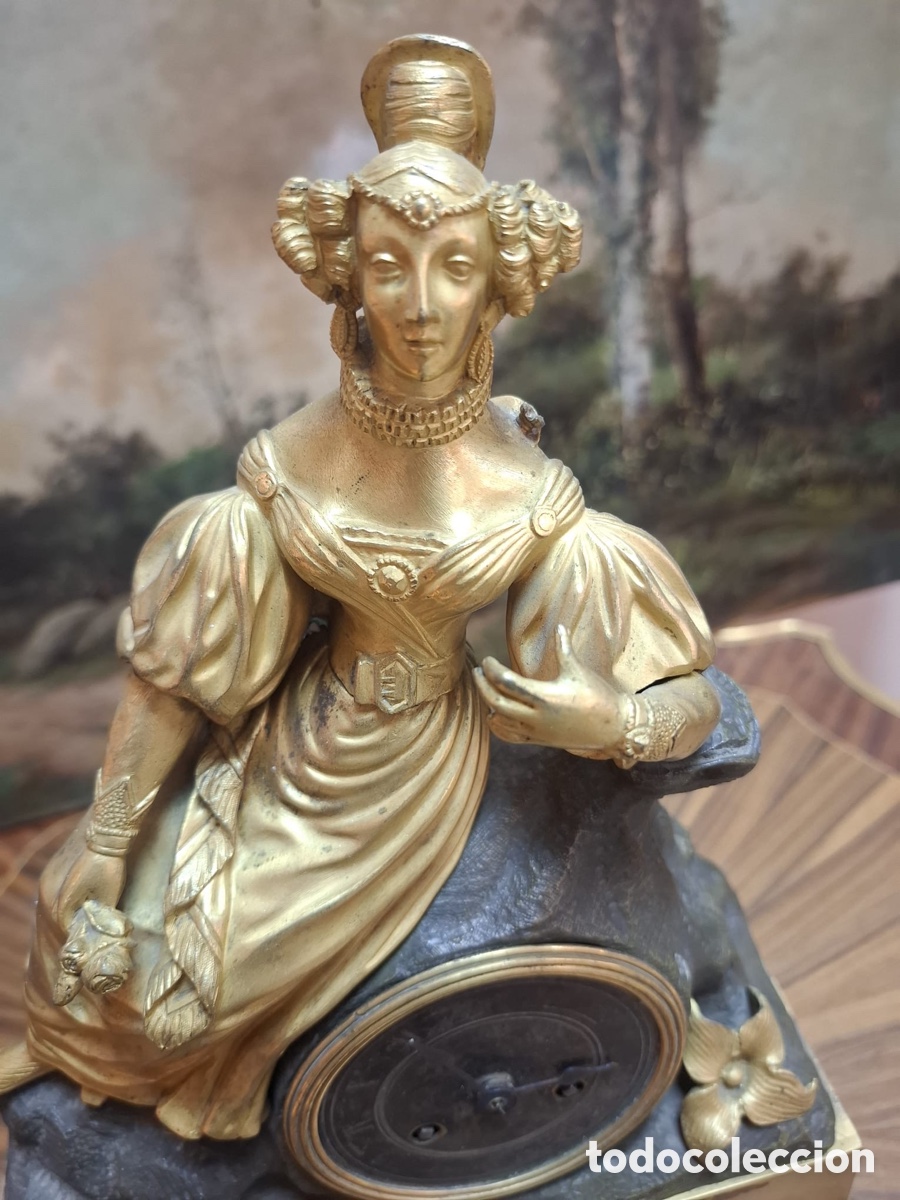 Antig&uuml;edades: Reloj franc&eacute;s siglo XIX bronce - Foto 2