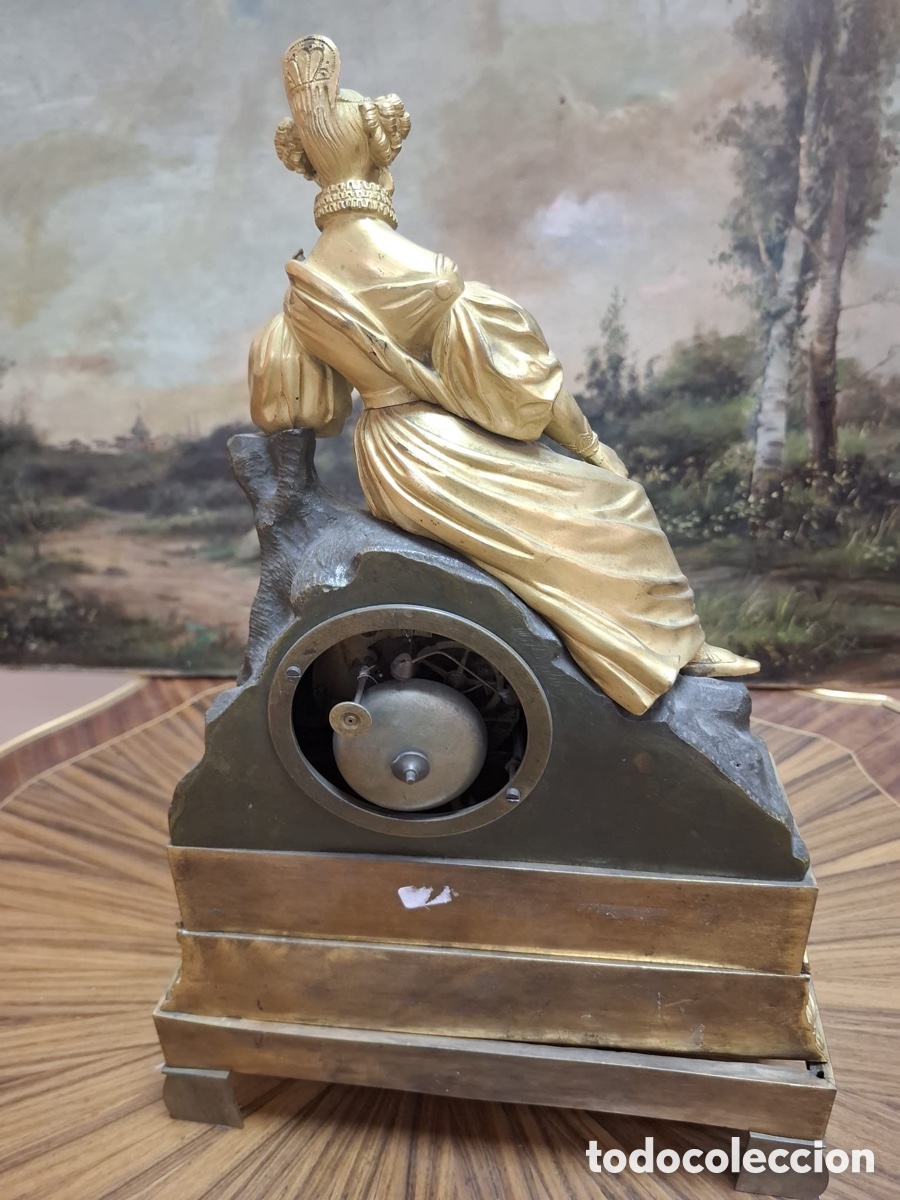 Antig&uuml;edades: Reloj franc&eacute;s siglo XIX bronce - Foto 3