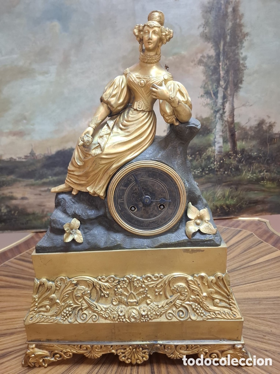 Antig&uuml;edades: Reloj franc&eacute;s siglo XIX bronce - Foto 1