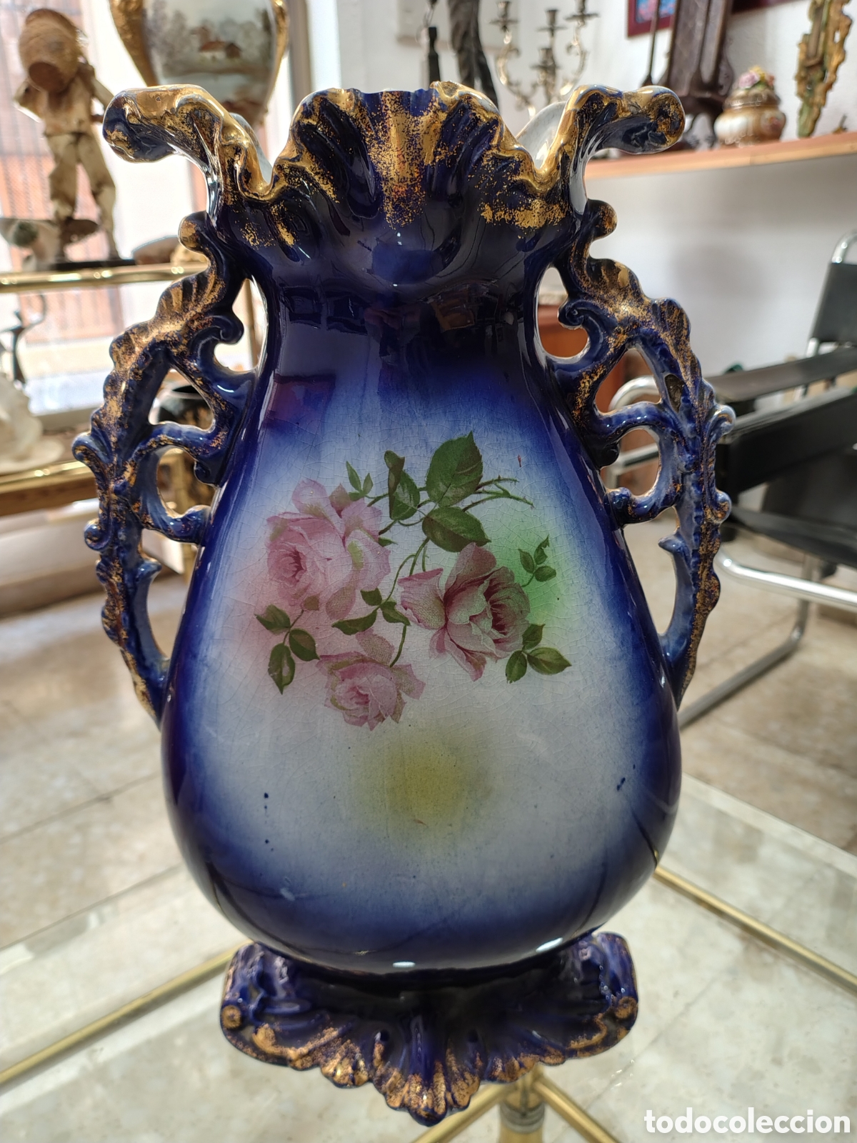 Antig&uuml;edades: ESPECTACULAR JARRON CLASICO DE CERAMICA - 39CM /EXCELENTE ESTADO DE CONSERVACI&Oacute;N.