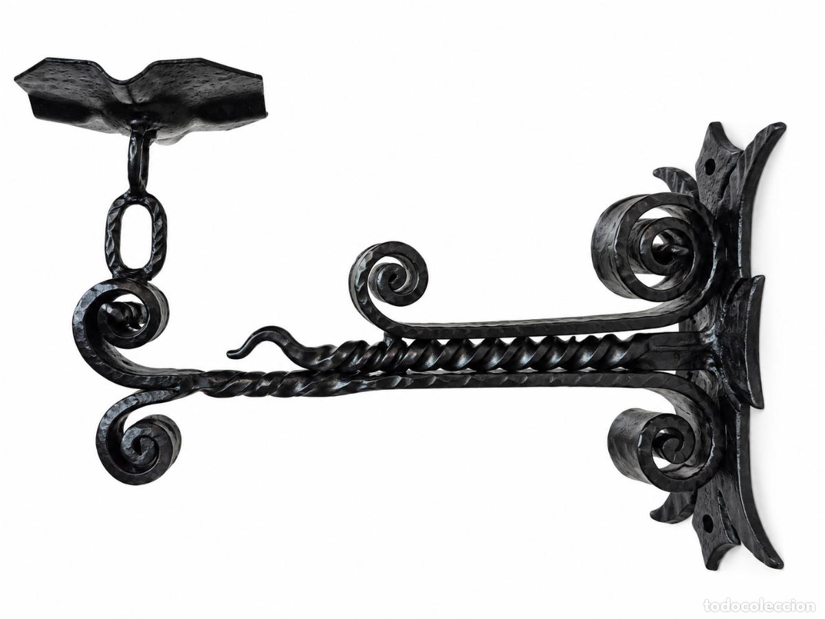 Antiques: Antiguo Soporte de Pared - L&aacute;mpara, Aplique R&uacute;stico - Hierro Forjado - S.XIX