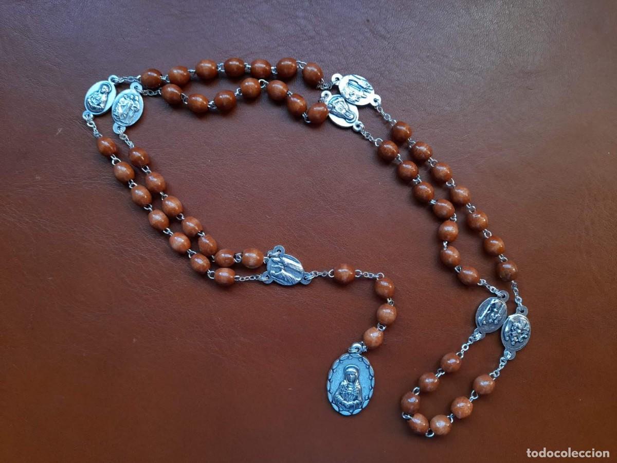 Antiques: Rosario de los 7 dolores de la Virgen en madera clara