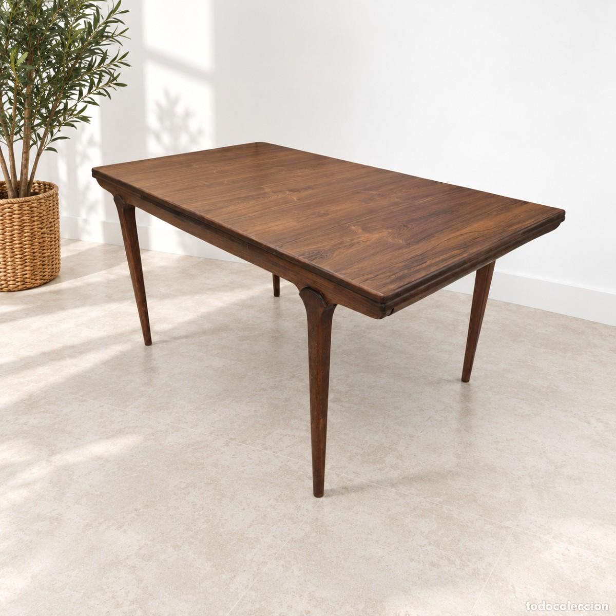 Antig&uuml;edades: MESA EXTENSIBLE DE COMEDOR MID CENTURY PALISANDRO - Foto 6
