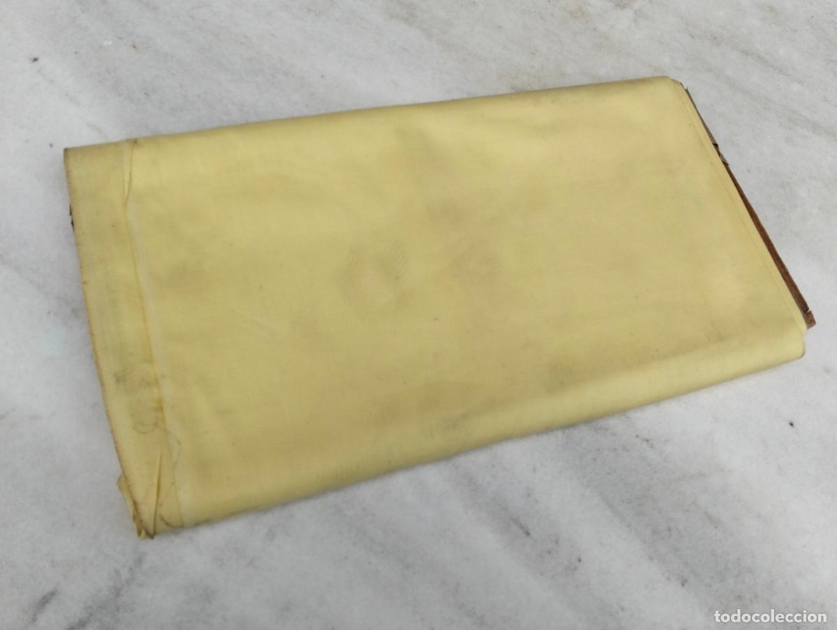Antig&uuml;edades: Rollo trozo de tela antigua color amarillo o similar de algod&oacute;n 73cm x 3m, 3 metros aprox.