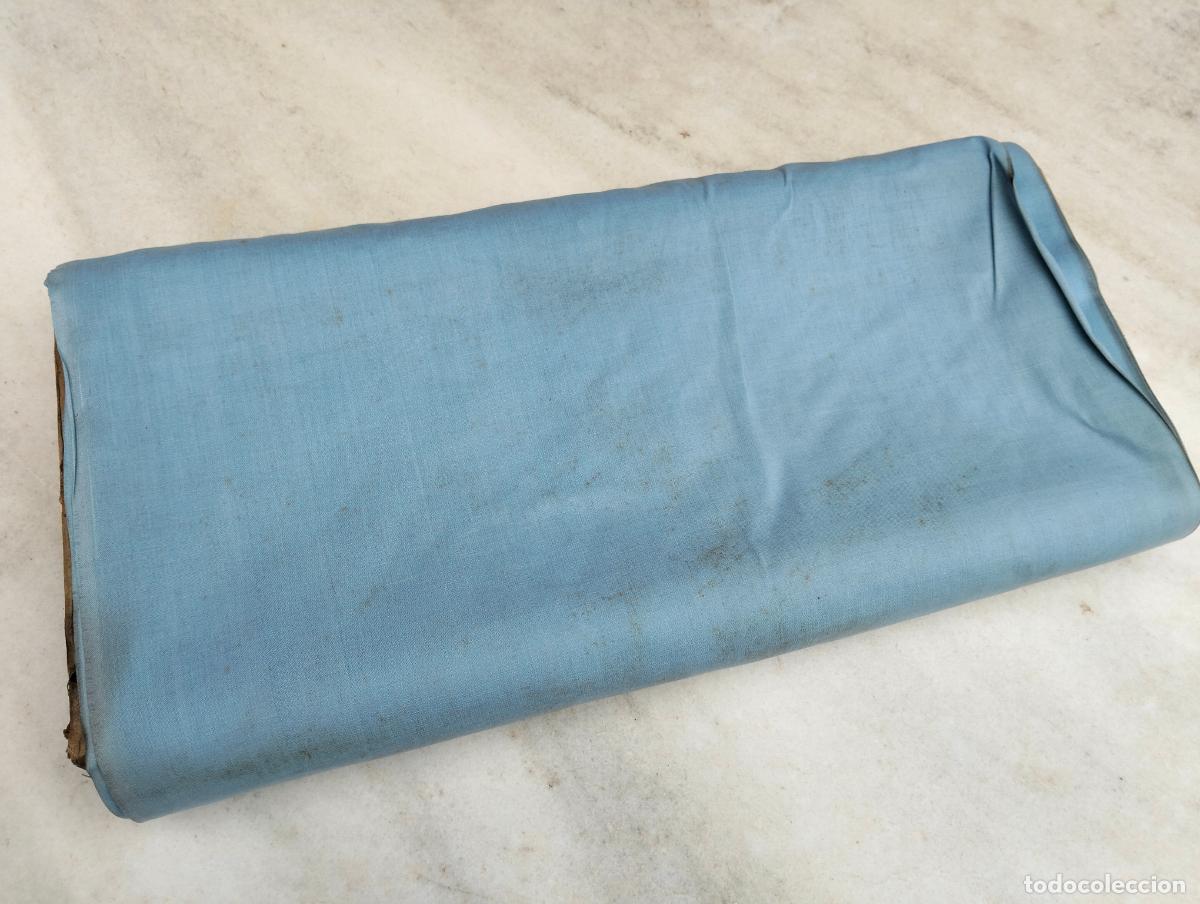 Antig&uuml;edades: Rollo trozo de tela antigua color azul claro o similar de algod&oacute;n 78cm x 10m, 10 metros aprox.