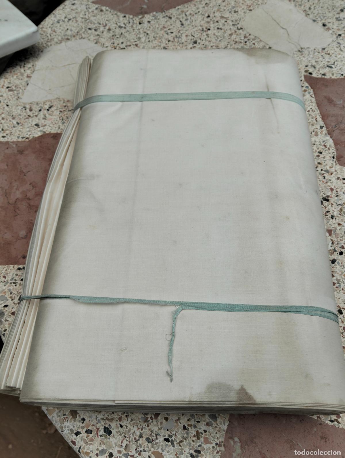 Antig&uuml;edades: Rollo trozo de tela antigua color blanco o similar lino algod&oacute;n o hilo 75cm x 23m, 23 metros aprox.