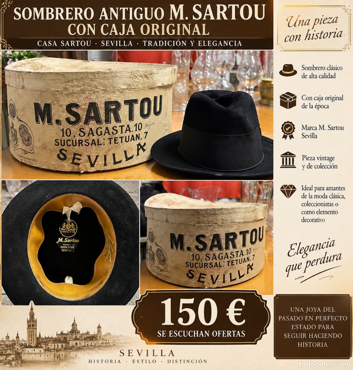 Antig&uuml;edades: Sombrero antiguo M.Sartou
