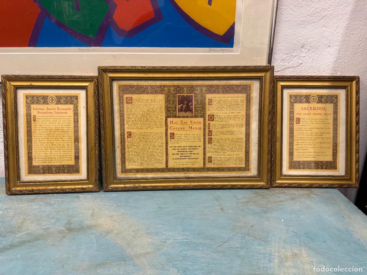 Antig&uuml;edades: ANTIGUO CONJUNTO DE SACRAS RELIGIOSA - MEDIDAS 25X19 Y 36X26 CM