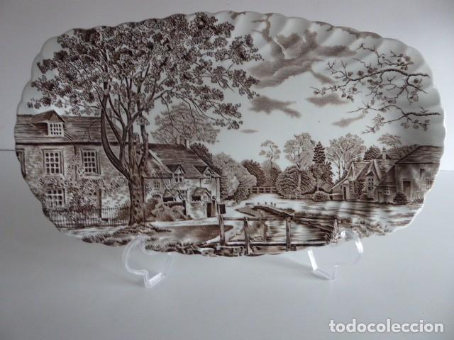 Antig&uuml;edades: ORIGINAL BANDEJA COTSWOLD DE JOHNSON BROTHERS - TONO MARR&Oacute;N - PERFECTO ESTADO