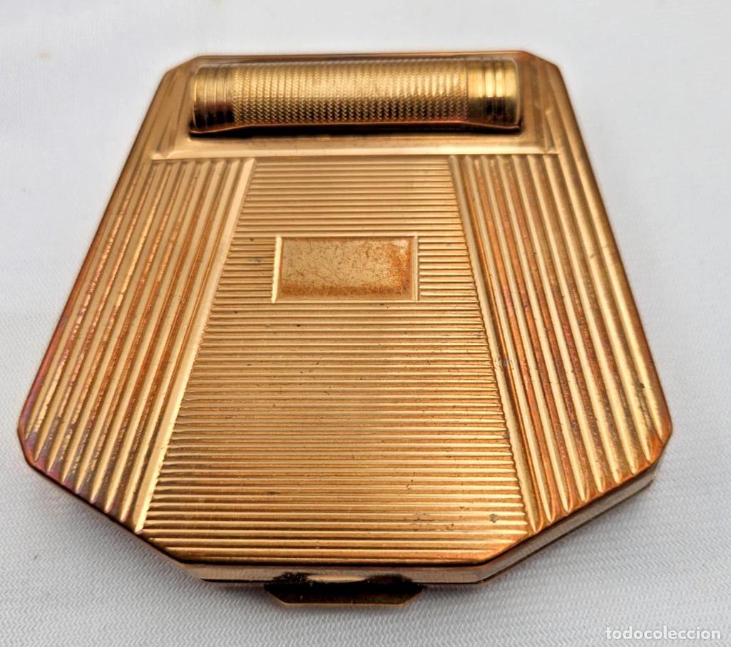 Antig&uuml;edades: ANNEES 50 CORONA PARIS VINTAGE POUDRIER NECESSAIRE DE MAQUILLAGE EN METAL DORE
