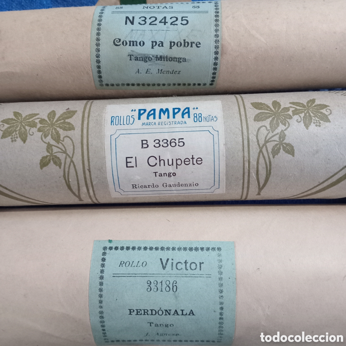 Antig&uuml;edades: LOTE DE 3 ROLLOS PARA PIANOLA MIRAR LAS FOTOS PARA,VER TITULOS Y EDITORES
