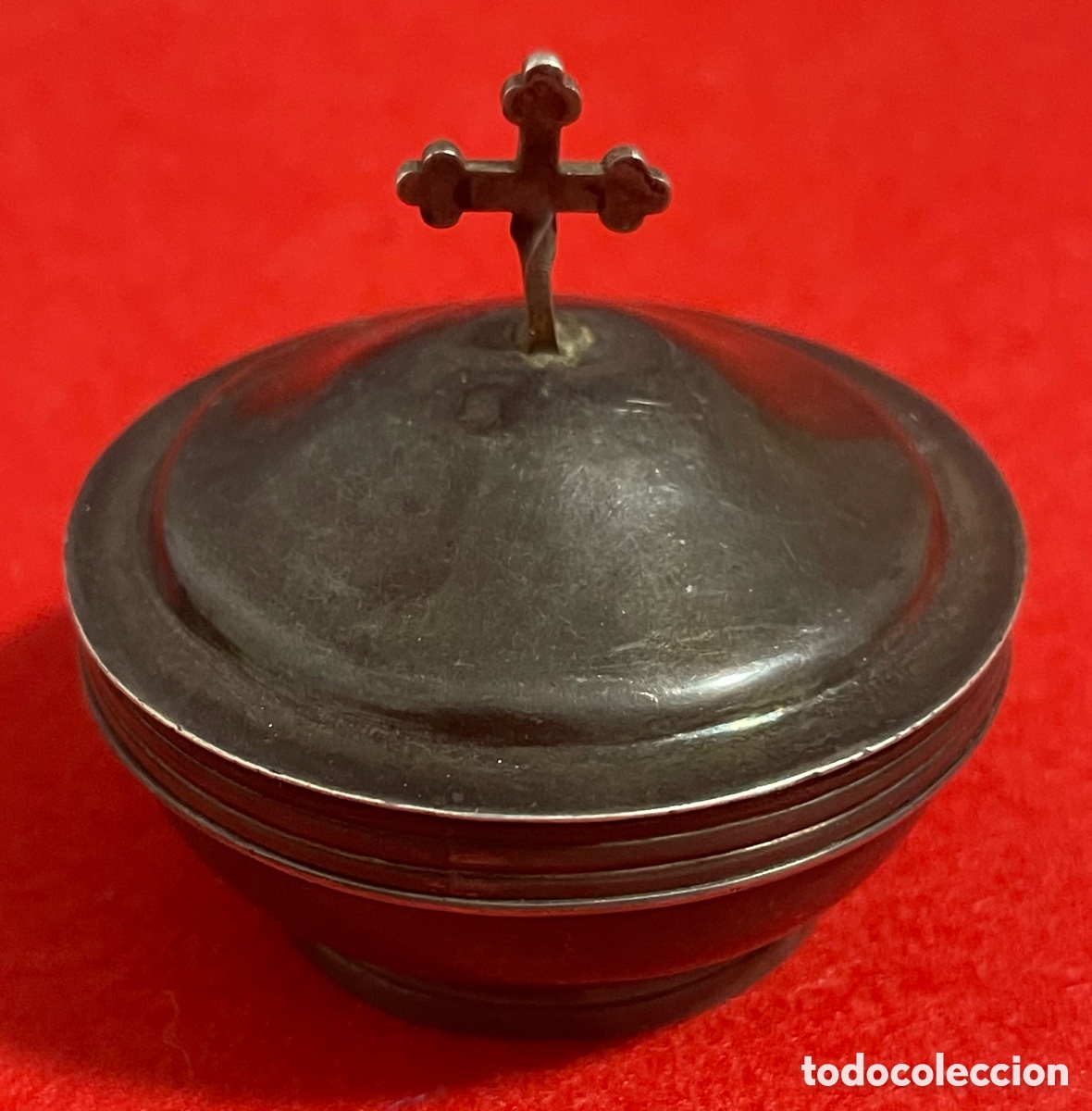Antig&uuml;edades: Antiguo p&iacute;xide u hostiario, en plata de ley contrastada. Siglo XIX.