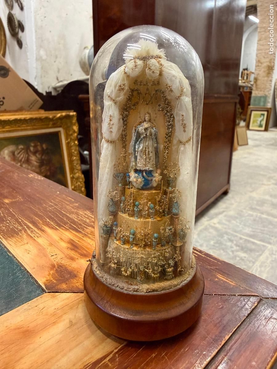 Antig&uuml;edades: ANTIGUO RELICARIO FANAL CON VIRGEN EN MINIATURA - MEDIDA TOTAL 13,5 CM - RELIGIOSO
