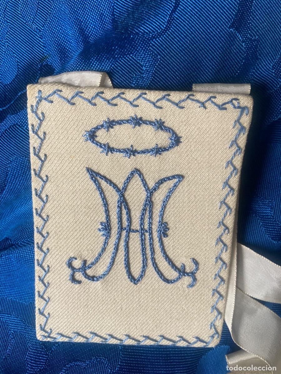 Antig&uuml;edades: ANTIGUO ESCAPULARIO DOBLE BORDADO A MANO - Foto 4