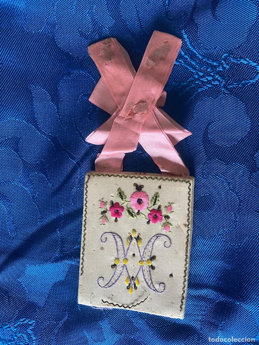 Antig&uuml;edades: ESCAPULARIO ANTIGUO BORDADO A MANO - Foto 8
