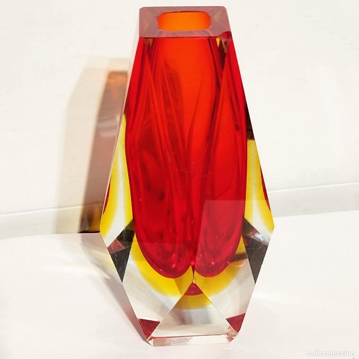 Antig&uuml;edades: JARRON CRISTAL MURANO SOMMERSO COLOR ROJO FLAVIO POLI